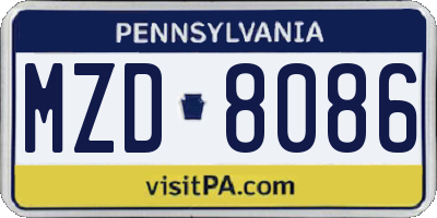PA license plate MZD8086