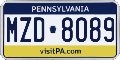 PA license plate MZD8089