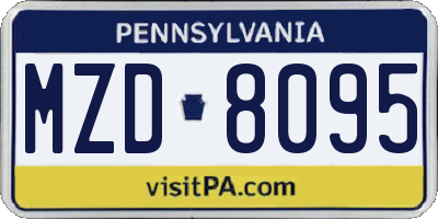PA license plate MZD8095