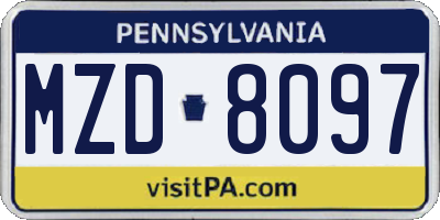 PA license plate MZD8097