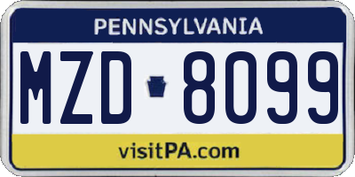 PA license plate MZD8099
