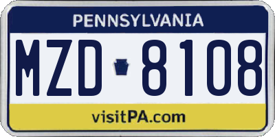 PA license plate MZD8108