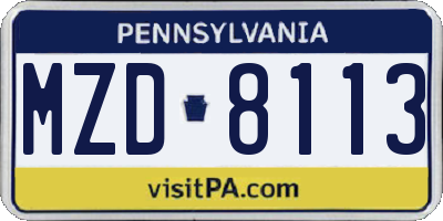 PA license plate MZD8113