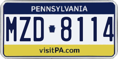 PA license plate MZD8114