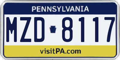 PA license plate MZD8117