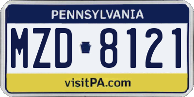PA license plate MZD8121