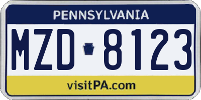 PA license plate MZD8123