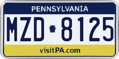 PA license plate MZD8125