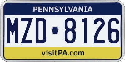 PA license plate MZD8126