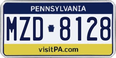 PA license plate MZD8128