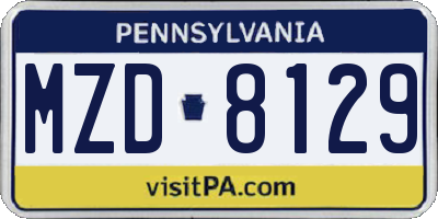 PA license plate MZD8129