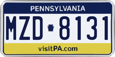 PA license plate MZD8131