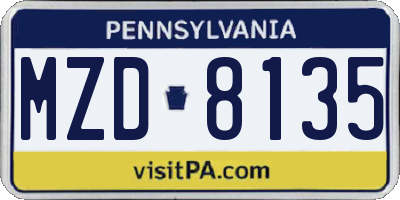 PA license plate MZD8135