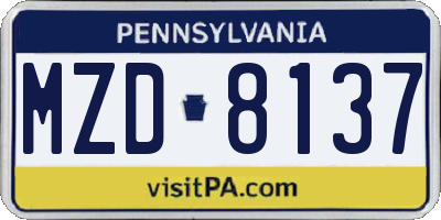 PA license plate MZD8137