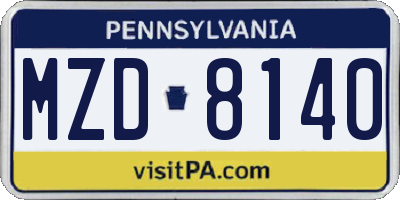 PA license plate MZD8140