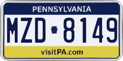 PA license plate MZD8149