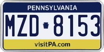 PA license plate MZD8153