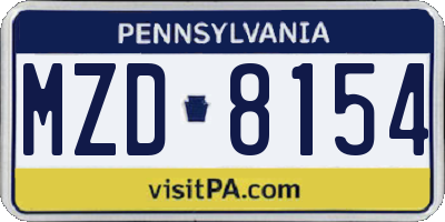 PA license plate MZD8154