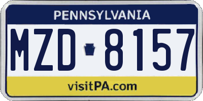 PA license plate MZD8157