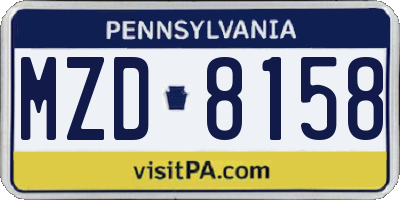 PA license plate MZD8158