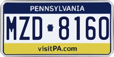 PA license plate MZD8160