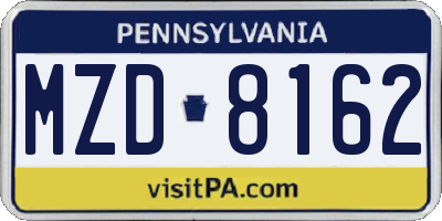 PA license plate MZD8162