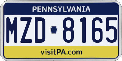 PA license plate MZD8165