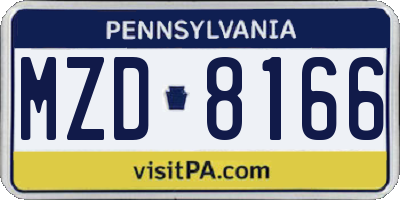 PA license plate MZD8166