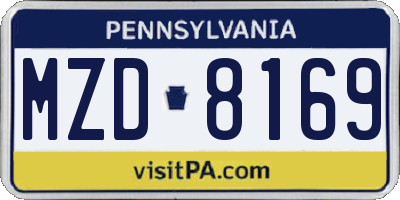 PA license plate MZD8169