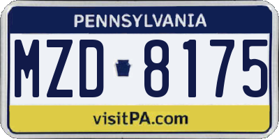 PA license plate MZD8175