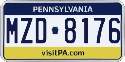PA license plate MZD8176