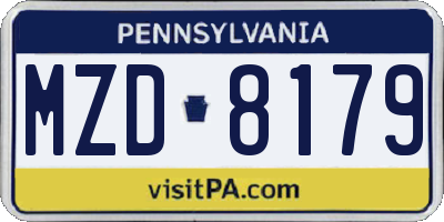 PA license plate MZD8179