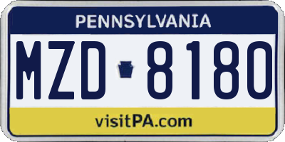 PA license plate MZD8180