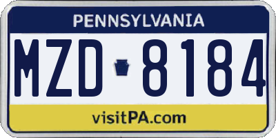 PA license plate MZD8184