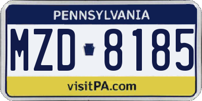 PA license plate MZD8185