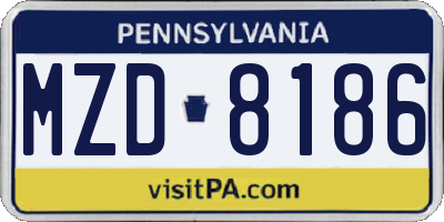 PA license plate MZD8186