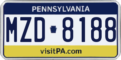 PA license plate MZD8188