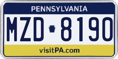 PA license plate MZD8190