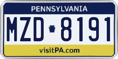 PA license plate MZD8191