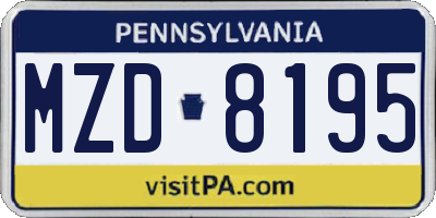 PA license plate MZD8195