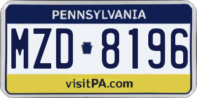 PA license plate MZD8196
