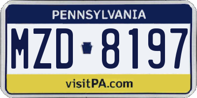 PA license plate MZD8197