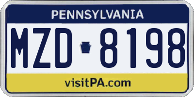 PA license plate MZD8198