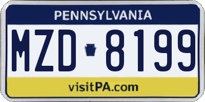 PA license plate MZD8199