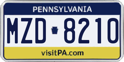 PA license plate MZD8210