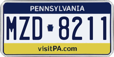 PA license plate MZD8211