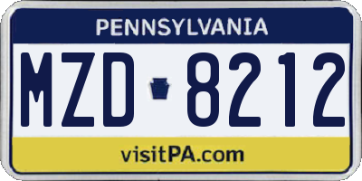 PA license plate MZD8212