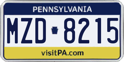 PA license plate MZD8215