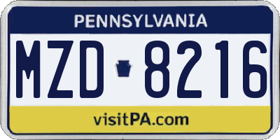 PA license plate MZD8216