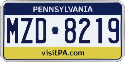PA license plate MZD8219
